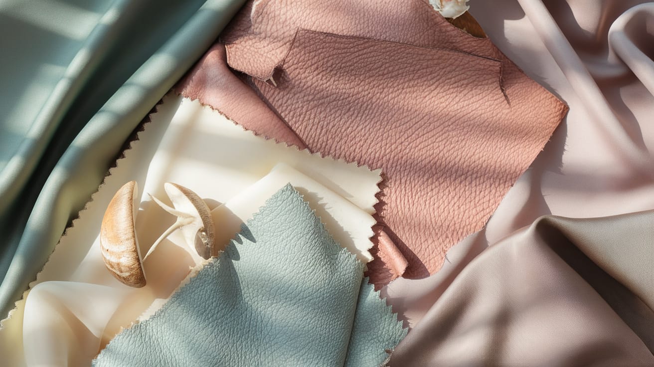 Sustainable luxury fashion items arranged elegantly